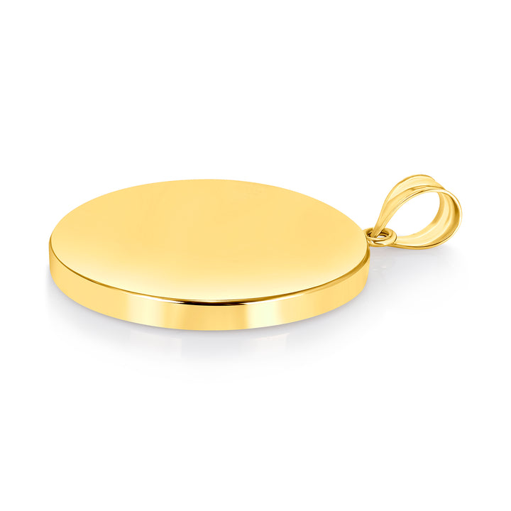 Yellow Gold Bezel Pendant Findings for Stone or Photo Engraving with Bail
