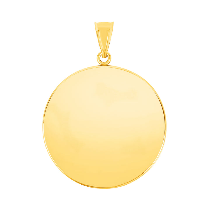 Yellow Gold Bezel Pendant Findings for Stone or Photo Engraving with Bail