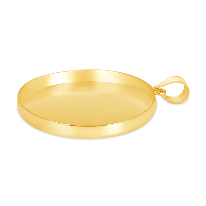 Yellow Gold Bezel Pendant Findings for Stone or Photo Engraving with Bail