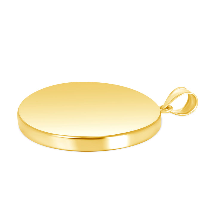 Yellow Gold Bezel Pendant Findings for Stone or Photo Engraving with Bail