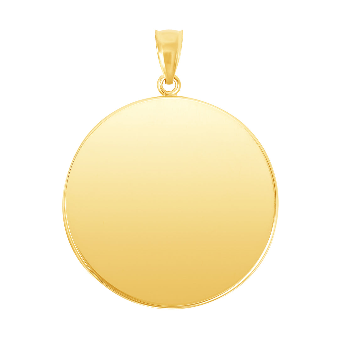 Yellow Gold Bezel Pendant Findings for Stone or Photo Engraving with Bail