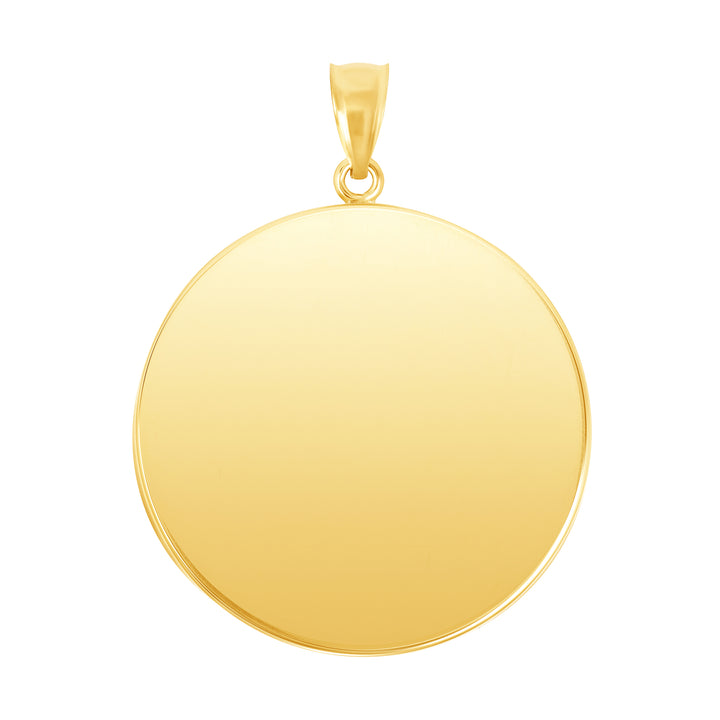 Yellow Gold Bezel Pendant Findings for Stone or Photo Engraving with Bail