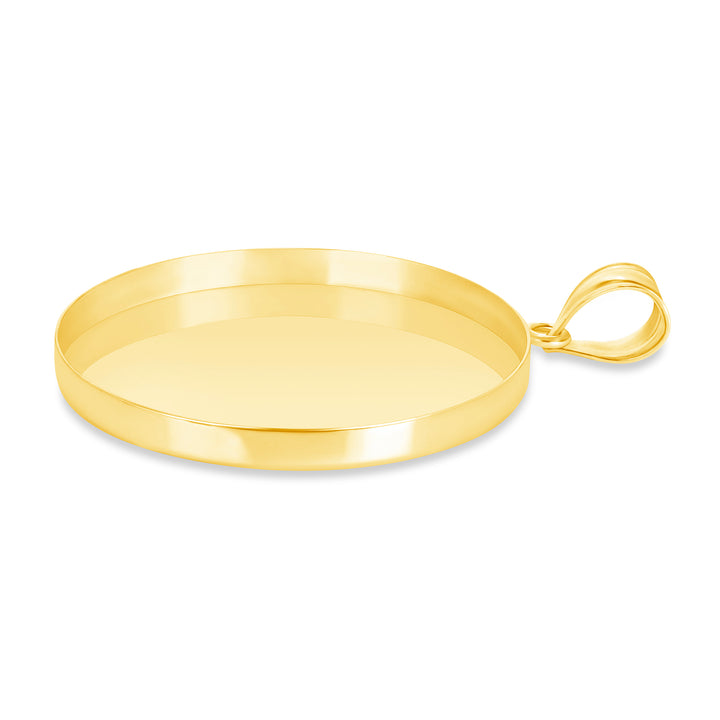 Yellow Gold Bezel Pendant Findings for Stone or Photo Engraving with Bail