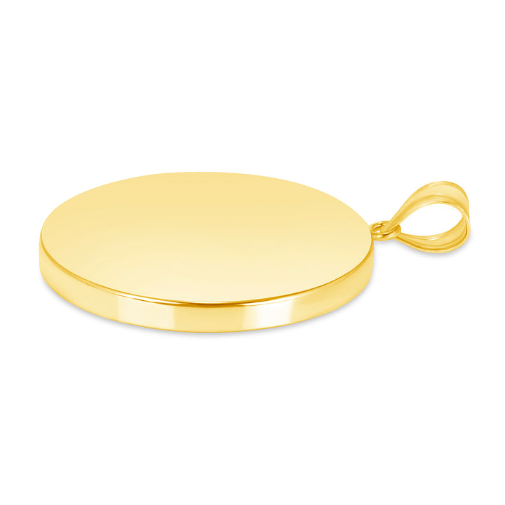 Yellow Gold Bezel Pendant Findings for Stone or Photo Engraving with Bail