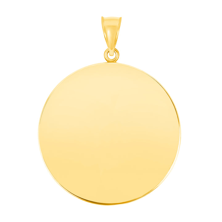 Yellow Gold Bezel Pendant Findings for Stone or Photo Engraving with Bail