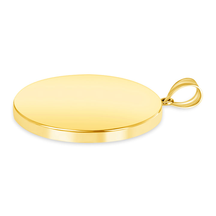 Yellow Gold Bezel Pendant Findings for Stone or Photo Engraving with Bail