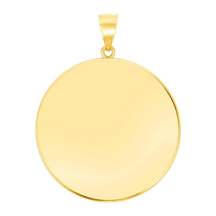 Yellow Gold Bezel Pendant Findings for Stone or Photo Engraving with Bail