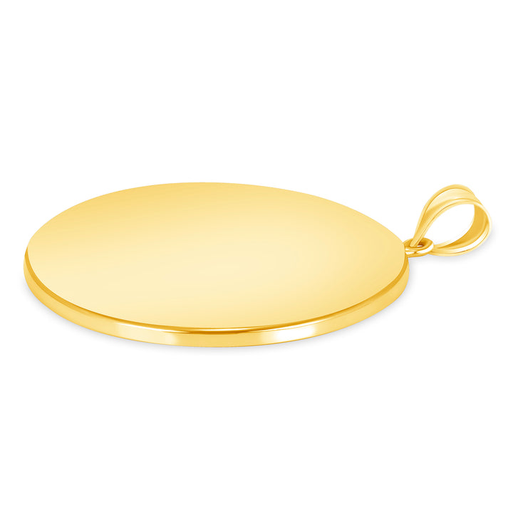 Yellow Gold Bezel Pendant Findings for Stone or Photo Engraving with Bail