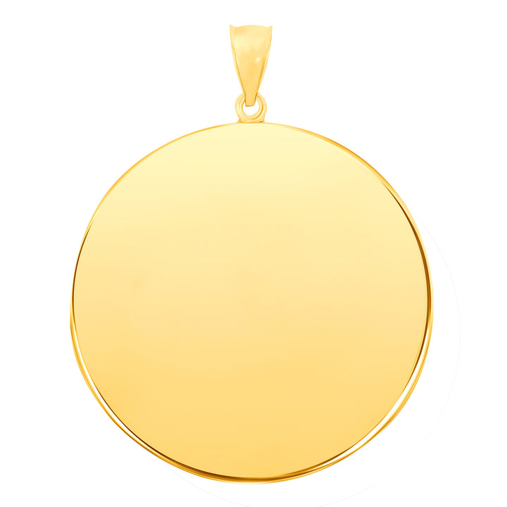Yellow Gold Bezel Pendant Findings for Stone or Photo Engraving with Bail