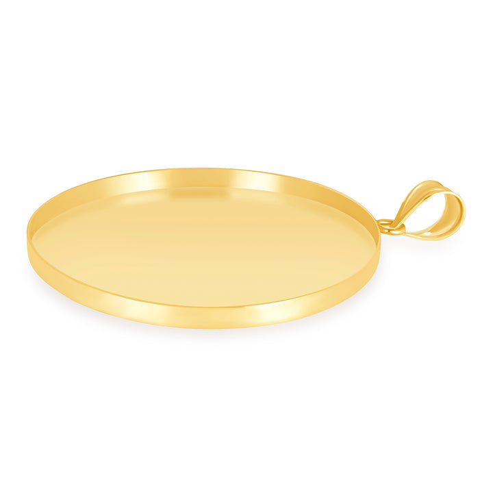 Yellow Gold Bezel Pendant Findings for Stone or Photo Engraving with Bail