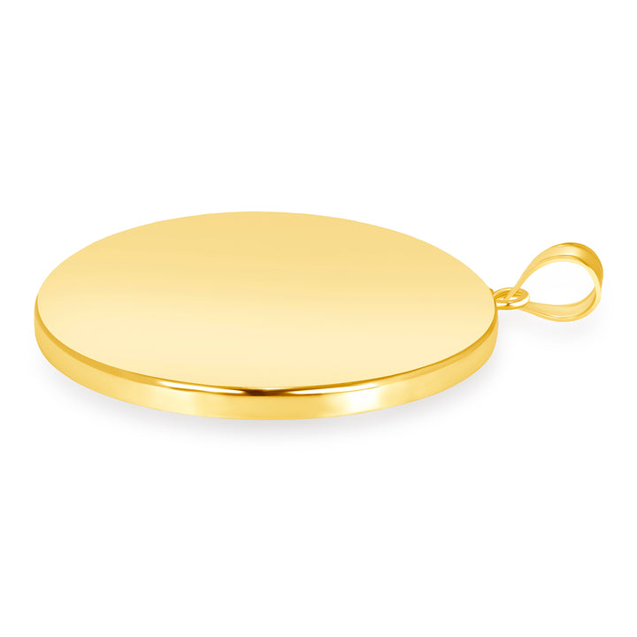 Yellow Gold Bezel Pendant Findings for Stone or Photo Engraving with Bail