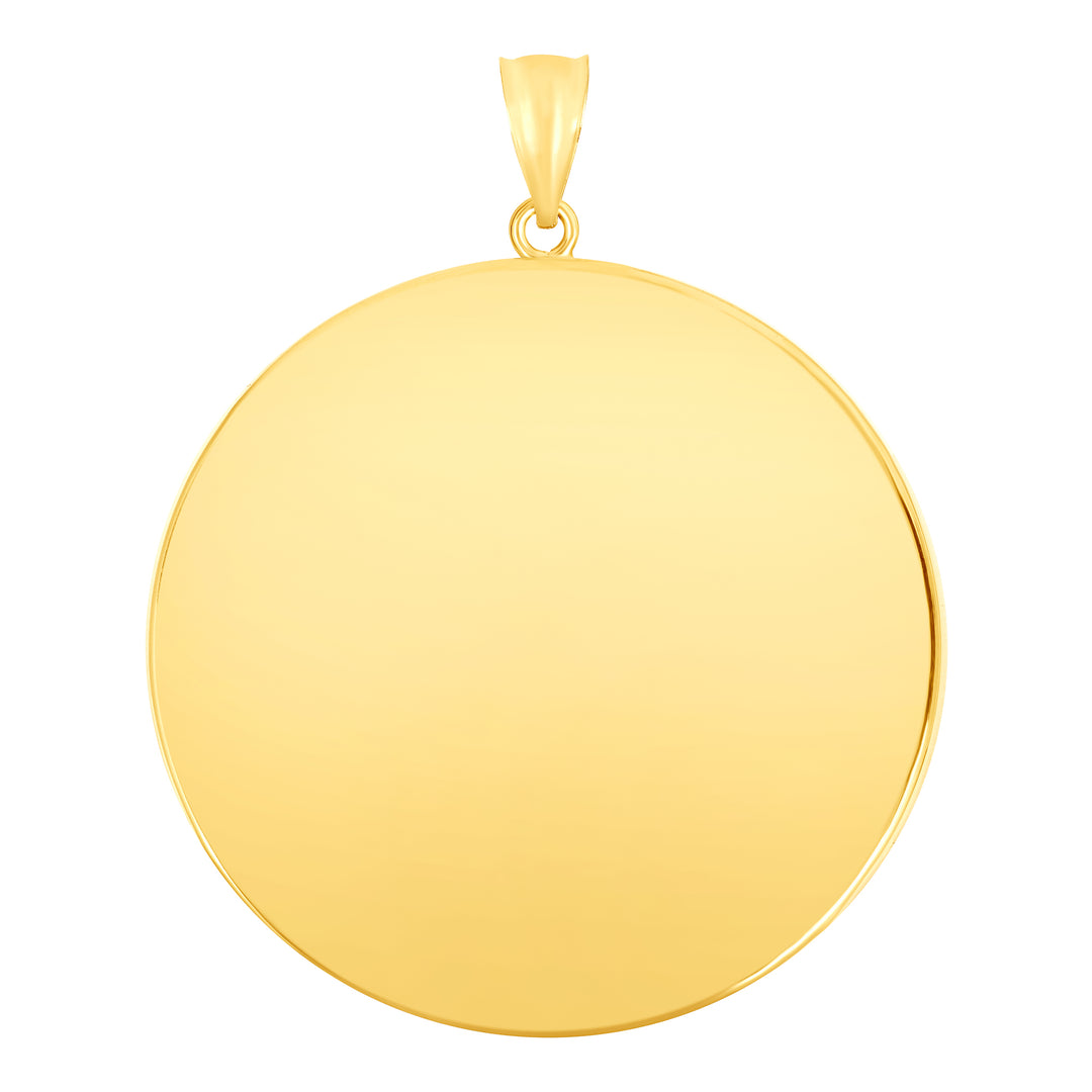 Yellow Gold Bezel Pendant Findings for Stone or Photo Engraving with Bail