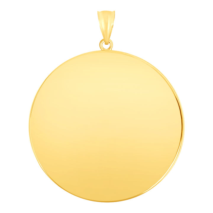 Yellow Gold Bezel Pendant Findings for Stone or Photo Engraving with Bail