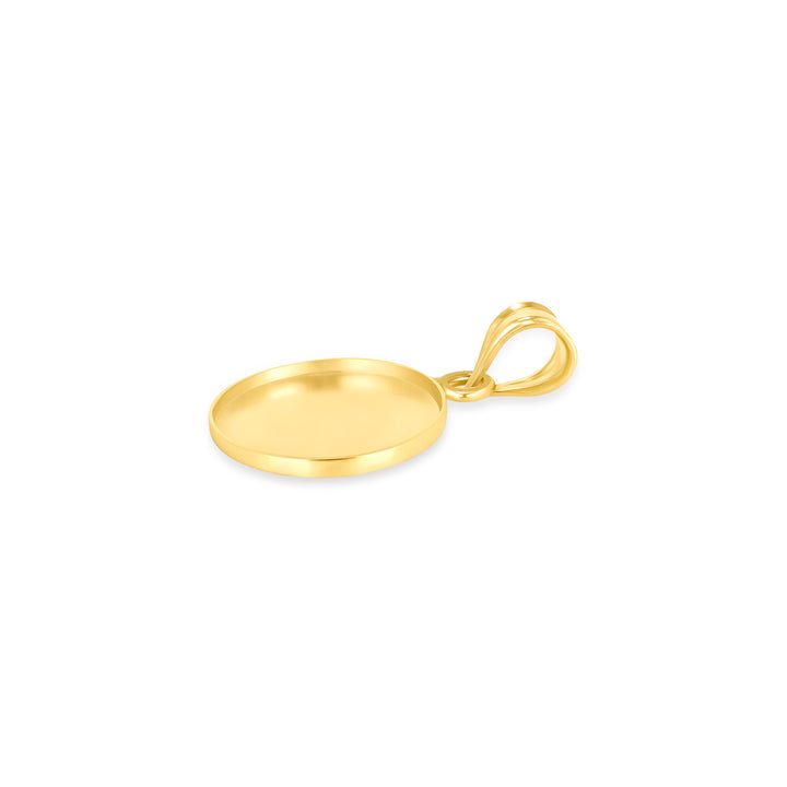 Yellow Gold Bezel Pendant Findings for Stone or Photo Engraving with Bail