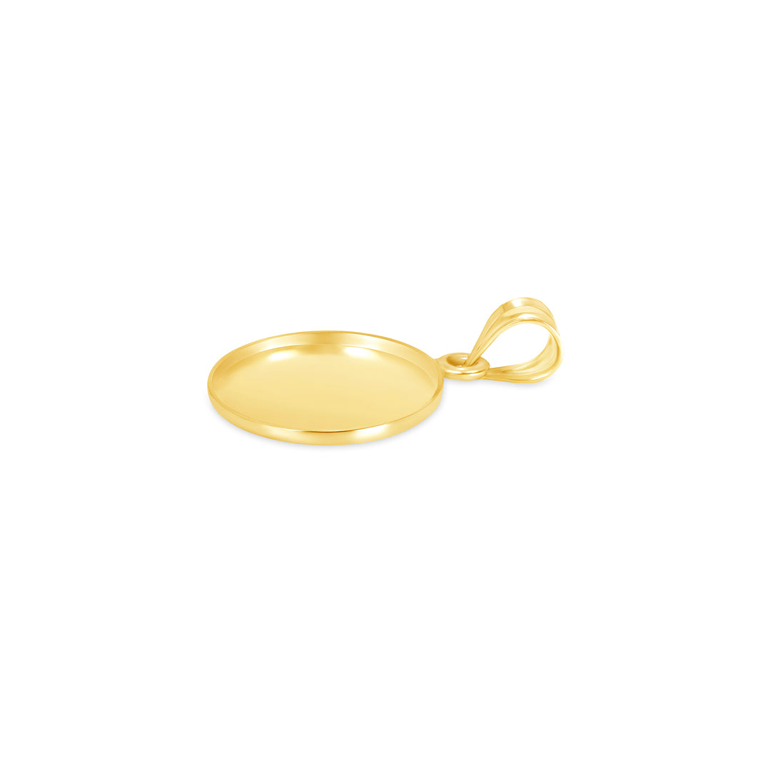 Yellow Gold Bezel Pendant Findings for Stone or Photo Engraving with Bail