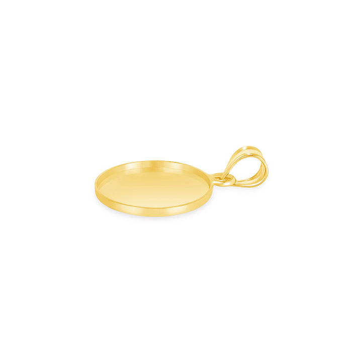 Yellow Gold Bezel Pendant Findings for Stone or Photo Engraving with Bail
