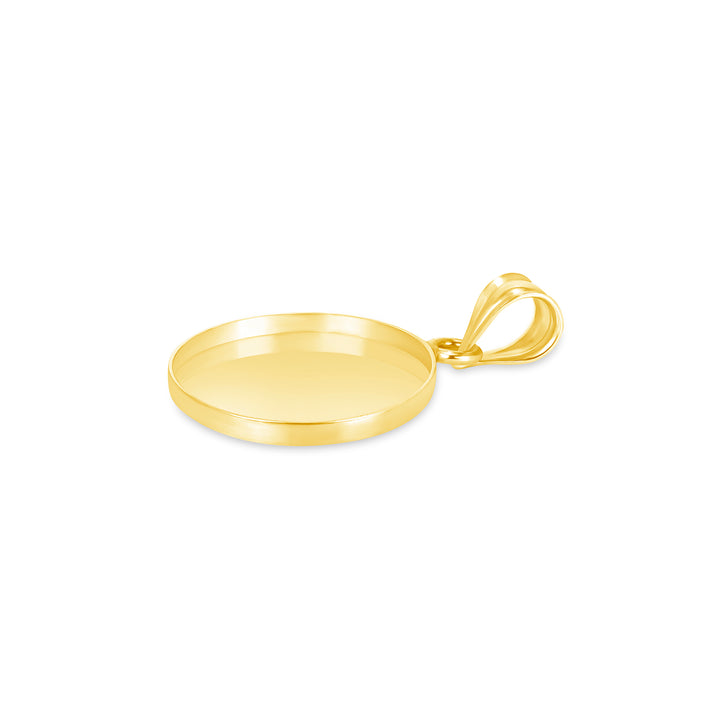 Yellow Gold Bezel Pendant Findings for Stone or Photo Engraving with Bail