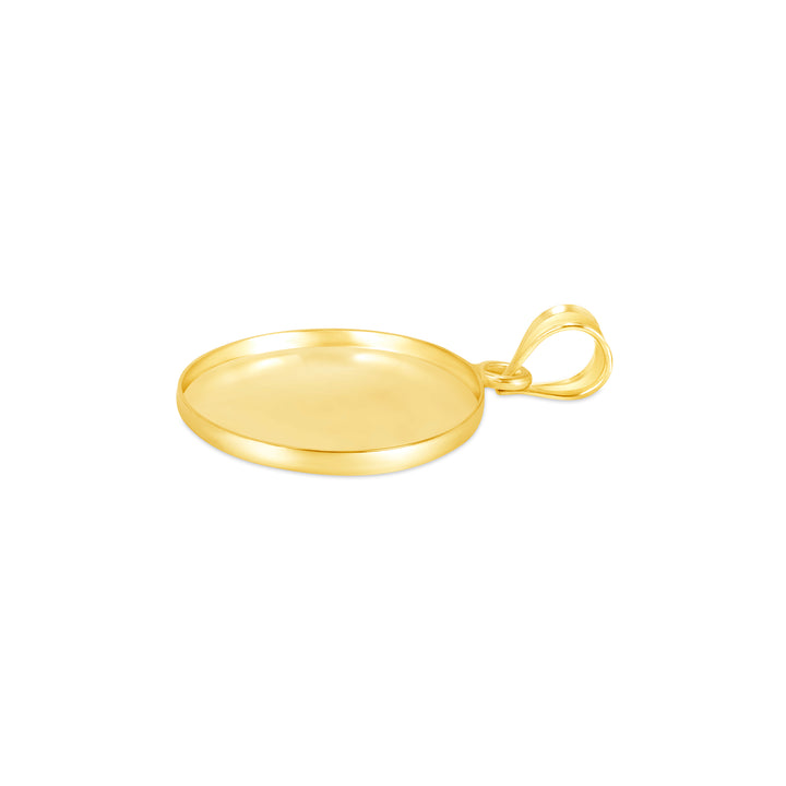 Yellow Gold Bezel Pendant Findings for Stone or Photo Engraving with Bail