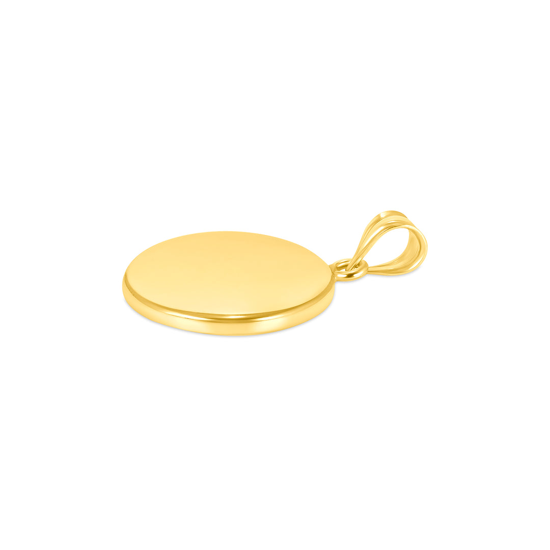 Yellow Gold Bezel Pendant Findings for Stone or Photo Engraving with Bail