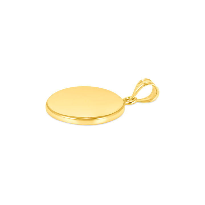 Yellow Gold Bezel Pendant Findings for Stone or Photo Engraving with Bail