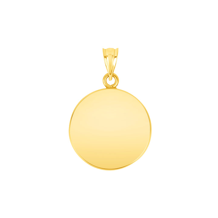 Yellow Gold Bezel Pendant Findings for Stone or Photo Engraving with Bail