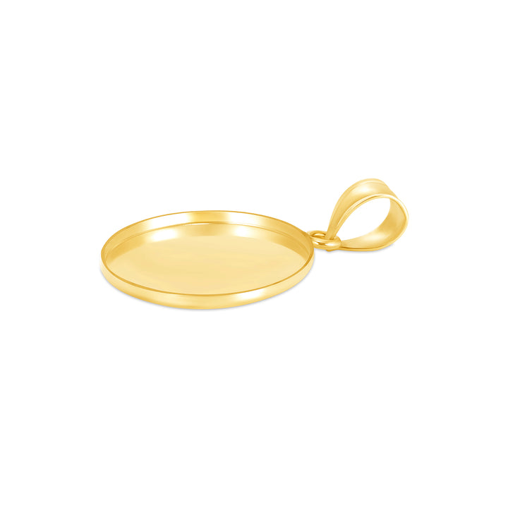 Yellow Gold Bezel Pendant Findings for Stone or Photo Engraving with Bail