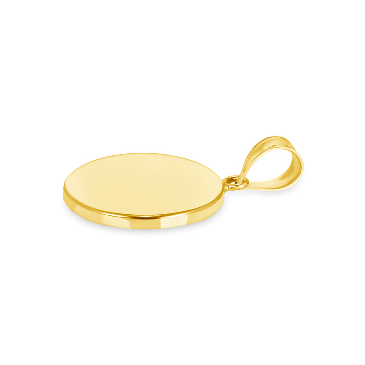Yellow Gold Bezel Pendant Findings for Stone or Photo Engraving with Bail