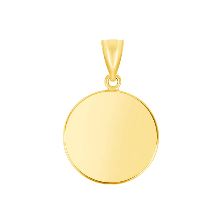 Yellow Gold Bezel Pendant Findings for Stone or Photo Engraving with Bail