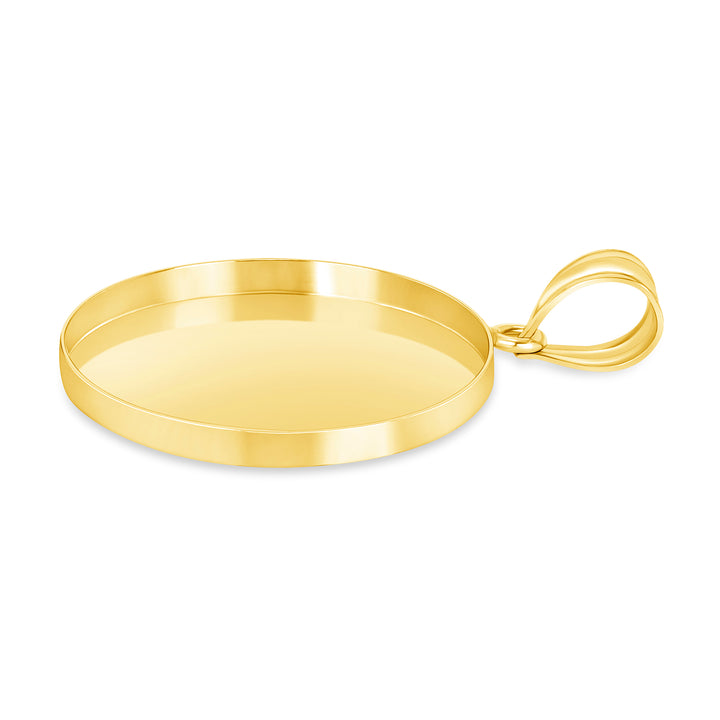 Yellow Gold Bezel Pendant Findings for Stone or Photo Engraving with Bail