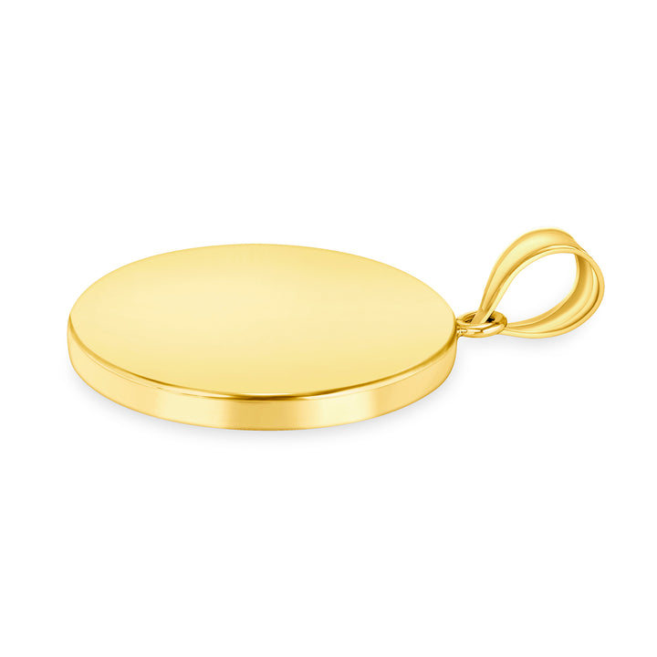 Yellow Gold Bezel Pendant Findings for Stone or Photo Engraving with Bail