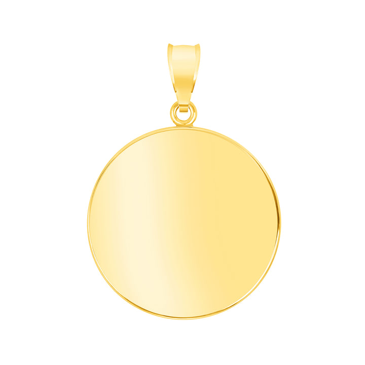 Yellow Gold Bezel Pendant Findings for Stone or Photo Engraving with Bail