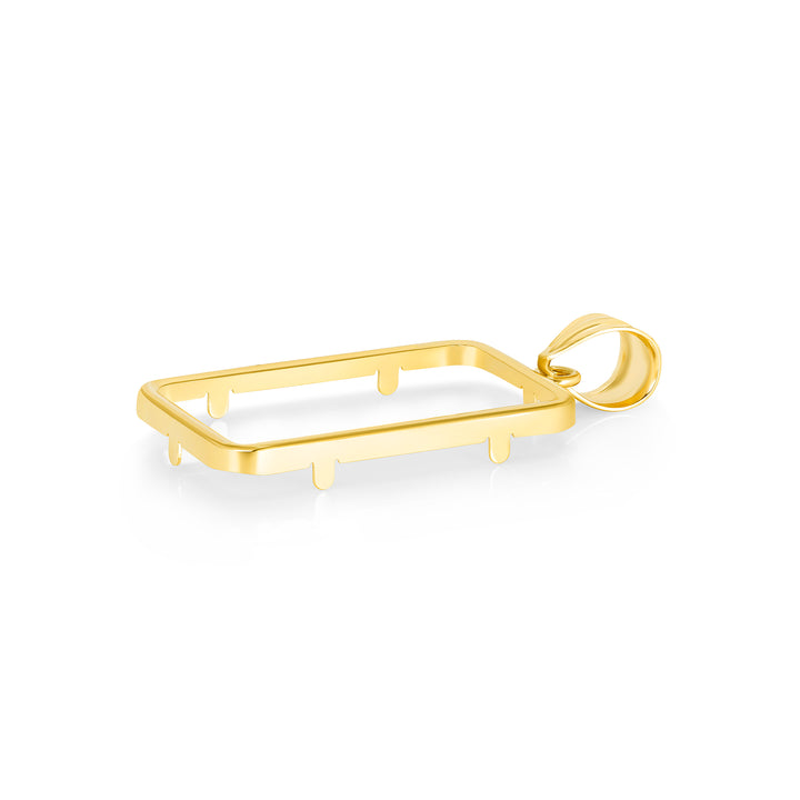 Die-struck 14K and 18K gold bar bezel for 10 Gram / 1/4 Ounce Credit Suisse Gold Bar, view 3 #size_uscjs005-26-8-x-16-mm-10-gr-1-4-ounce