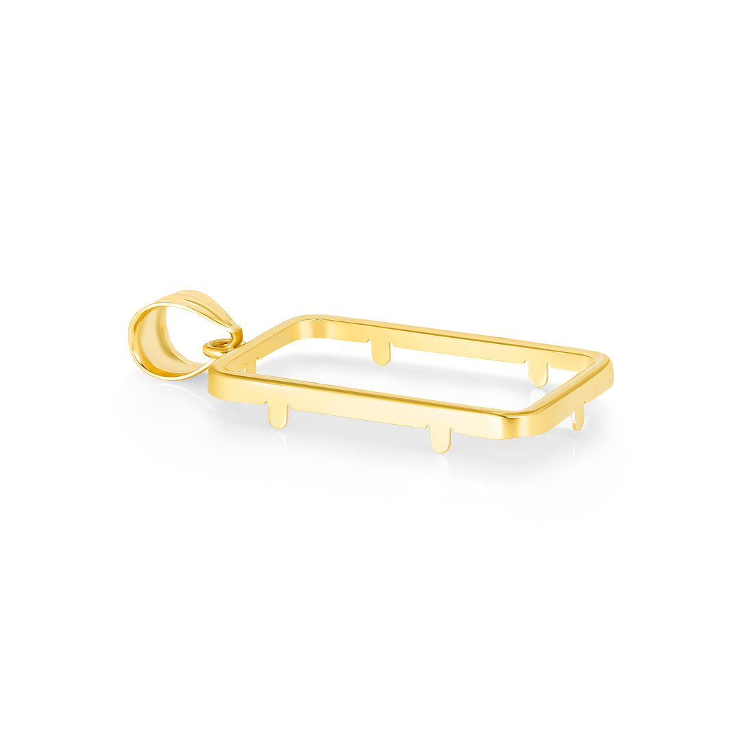Die-struck 14K and 18K gold bar bezel for 10 Gram / 1/4 Ounce Credit Suisse Gold Bar, view 5 #size_uscjs005-26-8-x-16-mm-10-gr-1-4-ounce