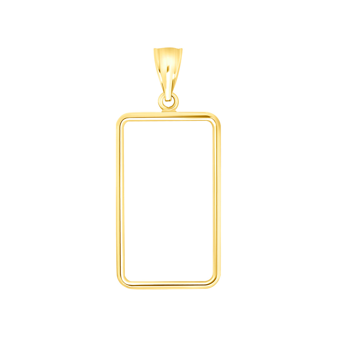 Die-struck 14K and 18K gold bar bezel for Swiss 20 Gram New / Small Gold Bar, view 2 #size_uscjs006-29-8-x-17-40-mm-swiss-20-gr-new-small