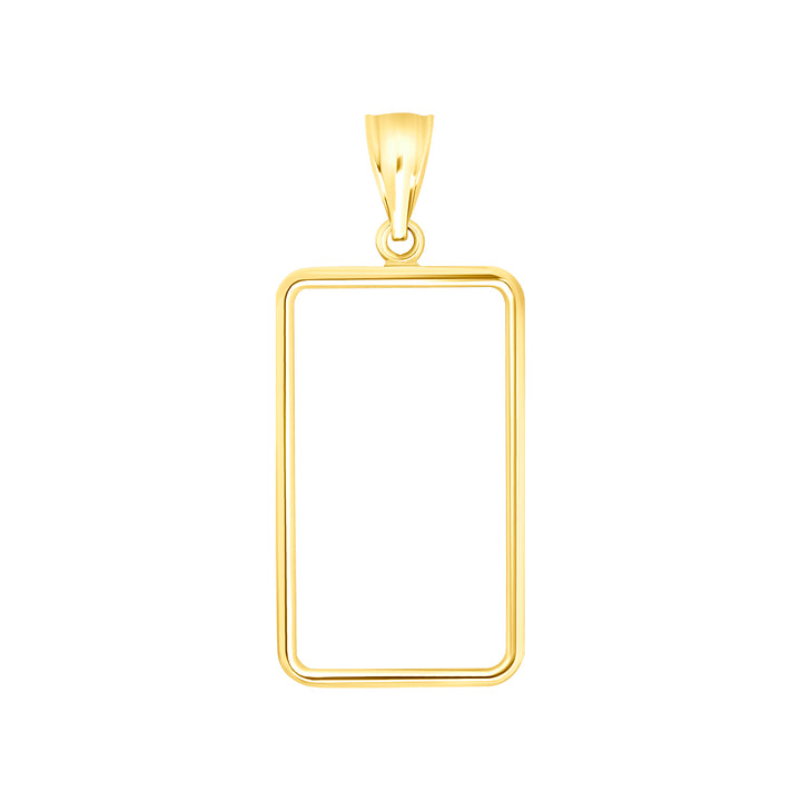 Die-struck 14K and 18K gold bar bezel for Swiss 20 Gram New / Small Gold Bar, view 2 #size_uscjs006-29-8-x-17-40-mm-swiss-20-gr-new-small