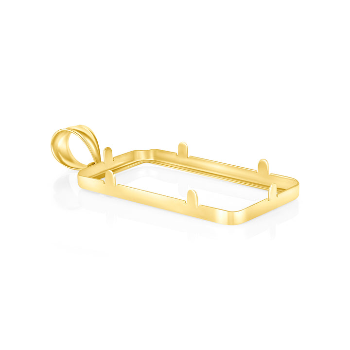 Die-struck 14K and 18K gold bar bezel for 20 Gram / 1/2 Ounce Credit Suisse Gold Bar, view 1 #size_uscjs007-31-4-x-18-4-mm-20-gr-1-2-ounce