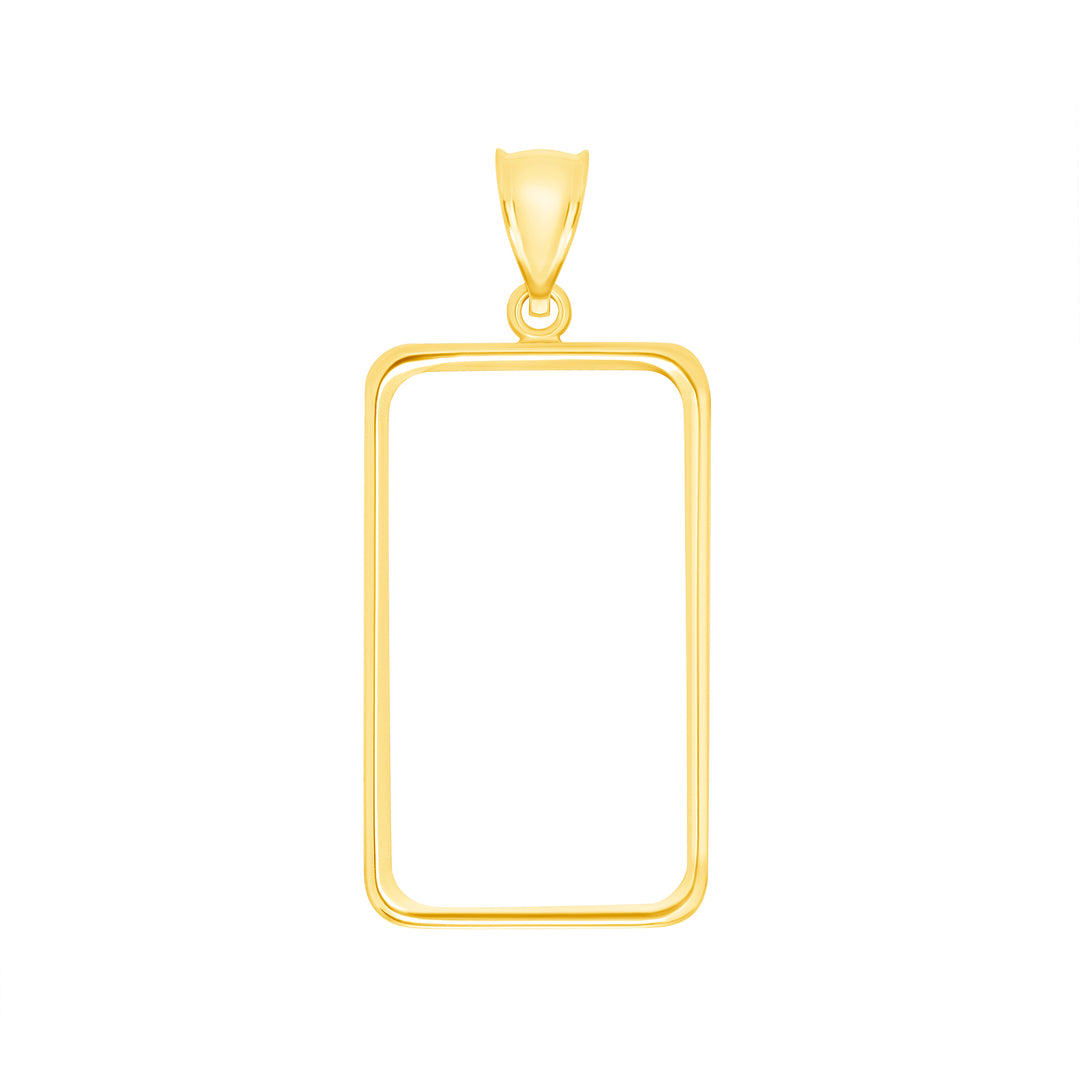 Die-struck 14K and 18K gold bar bezel for 20 Gram / 1/2 Ounce Credit Suisse Gold Bar, view 1 #size_uscjs007-31-4-x-18-4-mm-20-gr-1-2-ounce