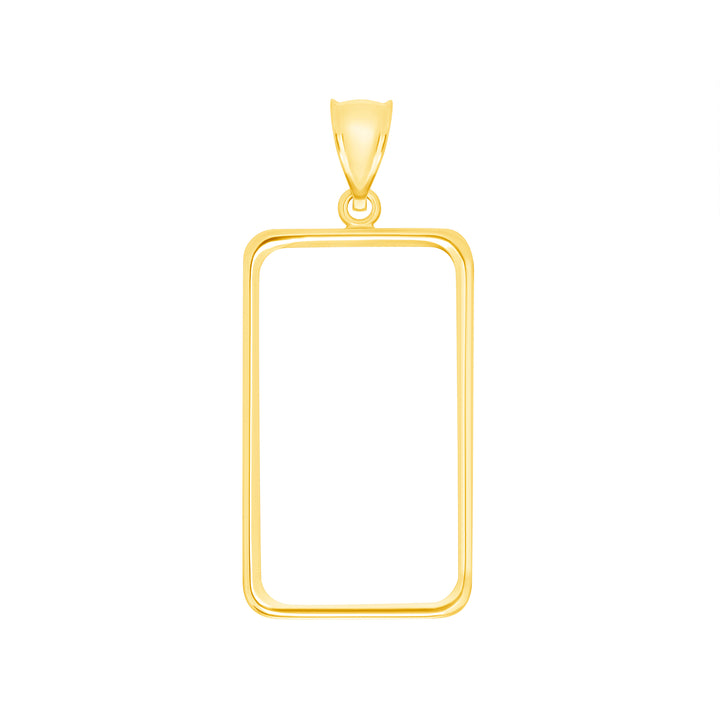 Die-struck 14K and 18K gold bar bezel for 20 Gram / 1/2 Ounce Credit Suisse Gold Bar, view 1 #size_uscjs007-31-4-x-18-4-mm-20-gr-1-2-ounce