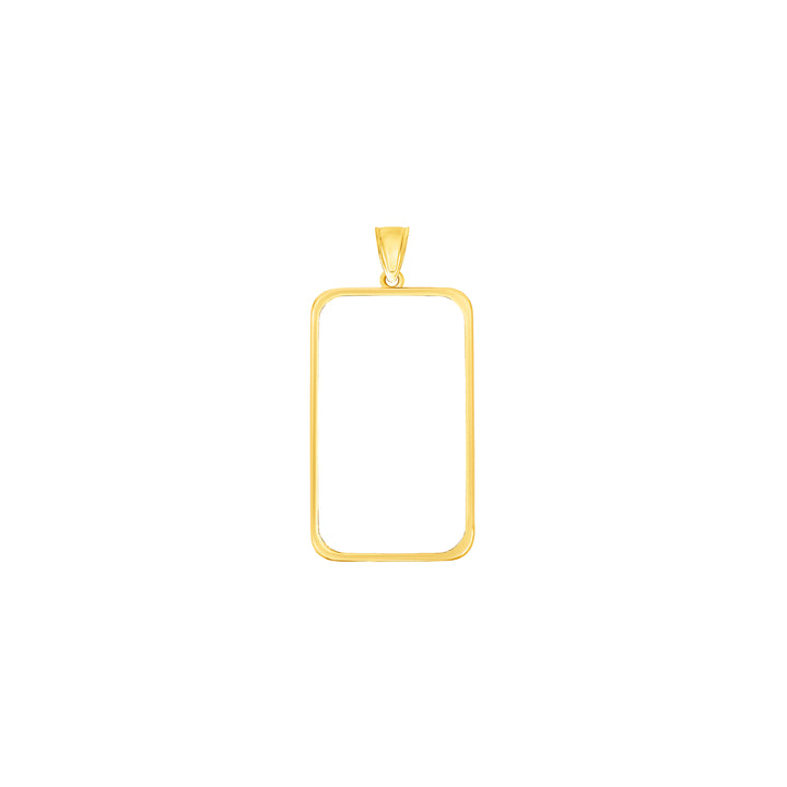 Die-struck 14K and 18K gold bar bezel for 1 Ounce Credit Suisse Gold Bar, view 1 #size_uscjs008-41-5-x-24-3-mm-1-ounce