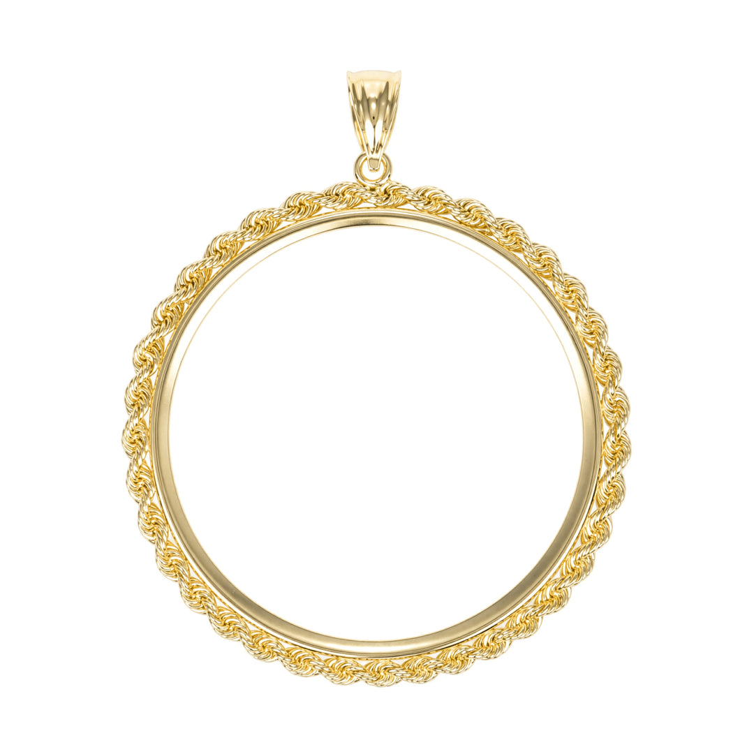 14K gold rope chain coin bezel for Austrian 4 Ducat Gold Coin#size_uscjfr0016b-39-8-x-0-8-mm