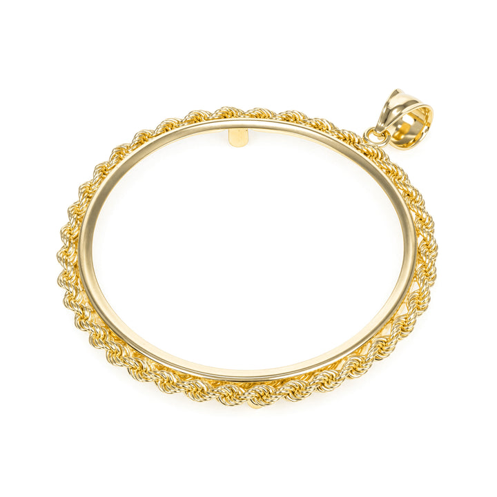 Die-struck 14K gold rope chain coin bezel for Austrian 4 Ducat Gold Coin#size_uscjfr0016b-39-8-x-0-8-mm