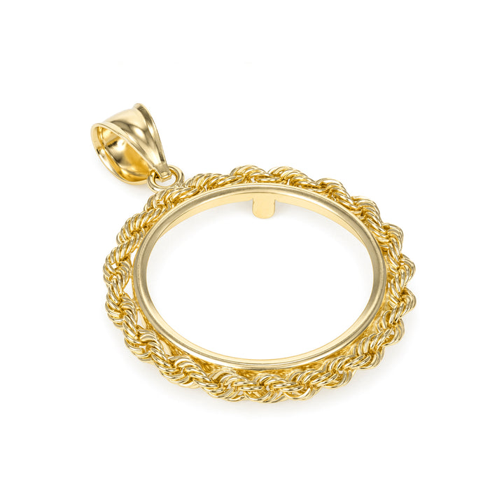 Gold rope chain coin bezel for 1 British Sovereign #size_uscjfr008-22-x-1-9-mm