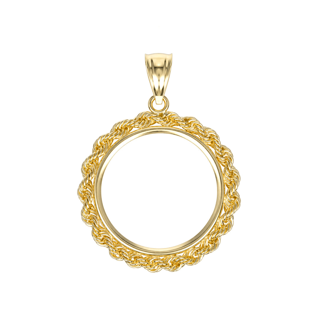 14K gold rope chain coin bezel for 1 British Sovereign #size_uscjfr008-22-x-1-9-mm