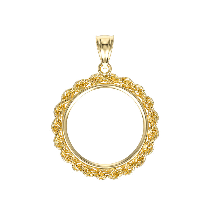 14K gold rope chain coin bezel for 1 British Sovereign #size_uscjfr008-22-x-1-9-mm