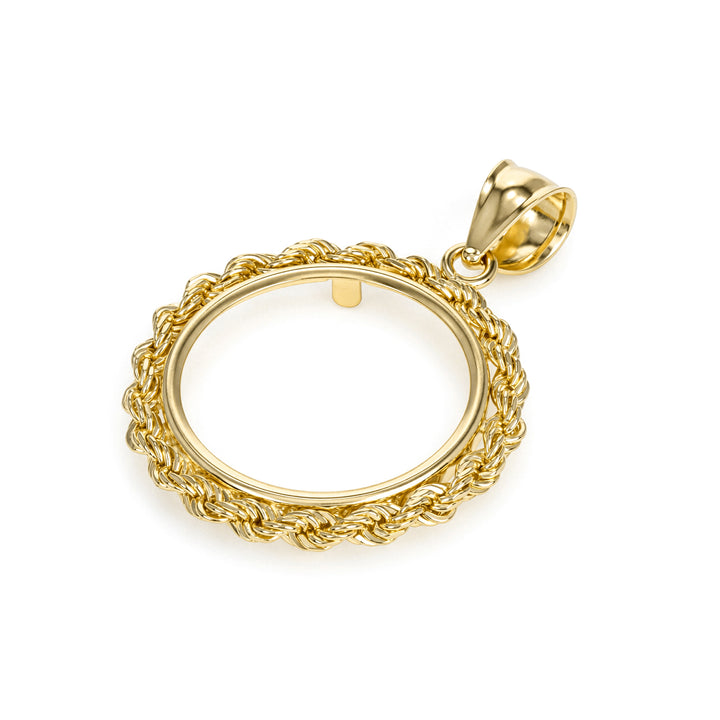 Die-struck 14K gold rope chain coin bezel for Half British Sovereign#size_uscjfr006-19-0-x-1-0-mm