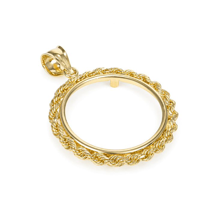 Die-struck 14K gold rope chain coin bezel for Mexican 10 Pesos#size_uscjfr009-22-6-x-1-6-mm