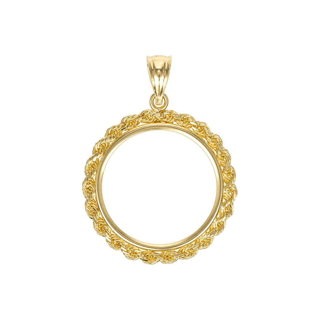 14K gold rope chain coin bezel for Mexican 10 Pesos#size_uscjfr009-22-6-x-1-6-mm