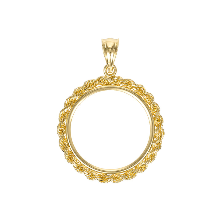 14K gold rope chain coin bezel for Mexican 10 Pesos#size_uscjfr009-22-6-x-1-6-mm