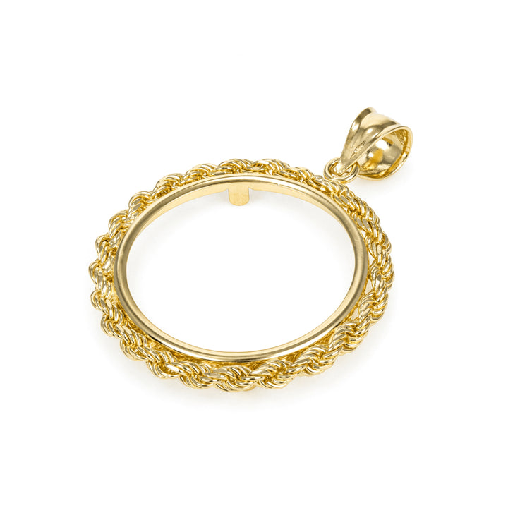 Gold rope chain coin bezel for Mexican 10 Pesos#size_uscjfr009-22-6-x-1-6-mm