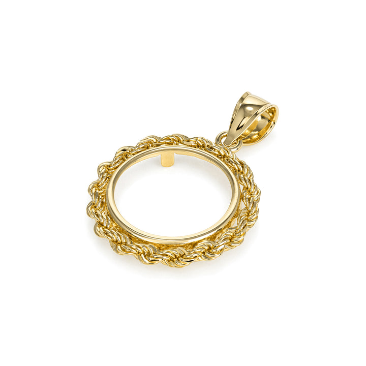 Die-struck 14K gold rope chain coin bezel for Mexican 2.5 Pesos#size_uscjfr003-15-6-x-1-0-mm